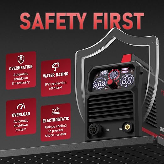 YESWELDER CUT-60DS PRO Plasma Cutter, 60Amp 110V/220V Non-High Frequency Non-Touch Pilot Arc 4-In-1 Plate Cutting/Grid Cutting/Gouging/Marking Multifunctional Plasma Cutting Machine