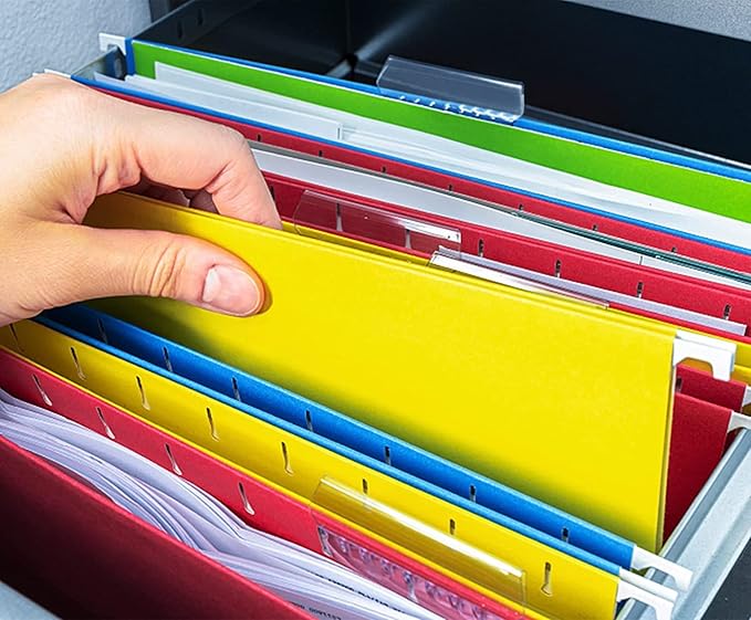 HERKKA Extra Capacity Hanging File Folders, 60 Pack Reinforced Letter Size Hanging Folders with Heavy Duty 2 Inch Expansion, Designed for Bulky Files, Medical Charts, Adjustable Tabs, Assorted Colors