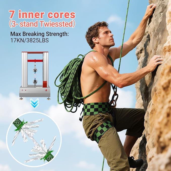 10.5mm Climbing Rope,32FT Static Rock Climbing Rope for Escape Rope Ice Climbing Equipment Fire Rescue Parachute