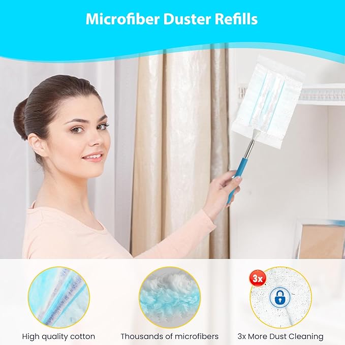 20 Count Feather Dusters Refill for Cleaning, 180 Degree Heavy Duty Duster Replacement Head for Swiffer Duster,Dusting Furniture, Blinds, Ceiling Fans, Helps Remove Allergens
