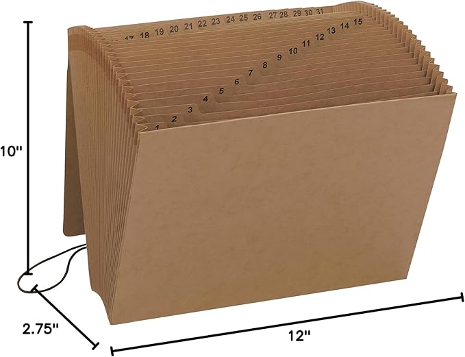Smead Expanding File with Flap and Cord Closure, 31 Pockets, Daily (1-31), Letter Size, Kraft (70168), (Pack of 6)