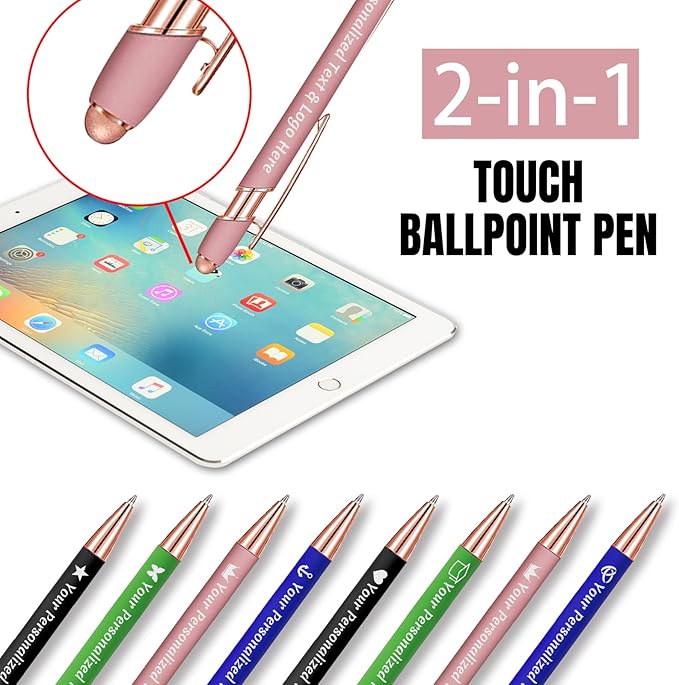 STREADVE Personalized Custom Pens 10 Engraved Writing Pen with Name Logo, Customized Promotional Items Stylus Pen Gifts for Women Realtor Quinceañera Wedding Business, Pink