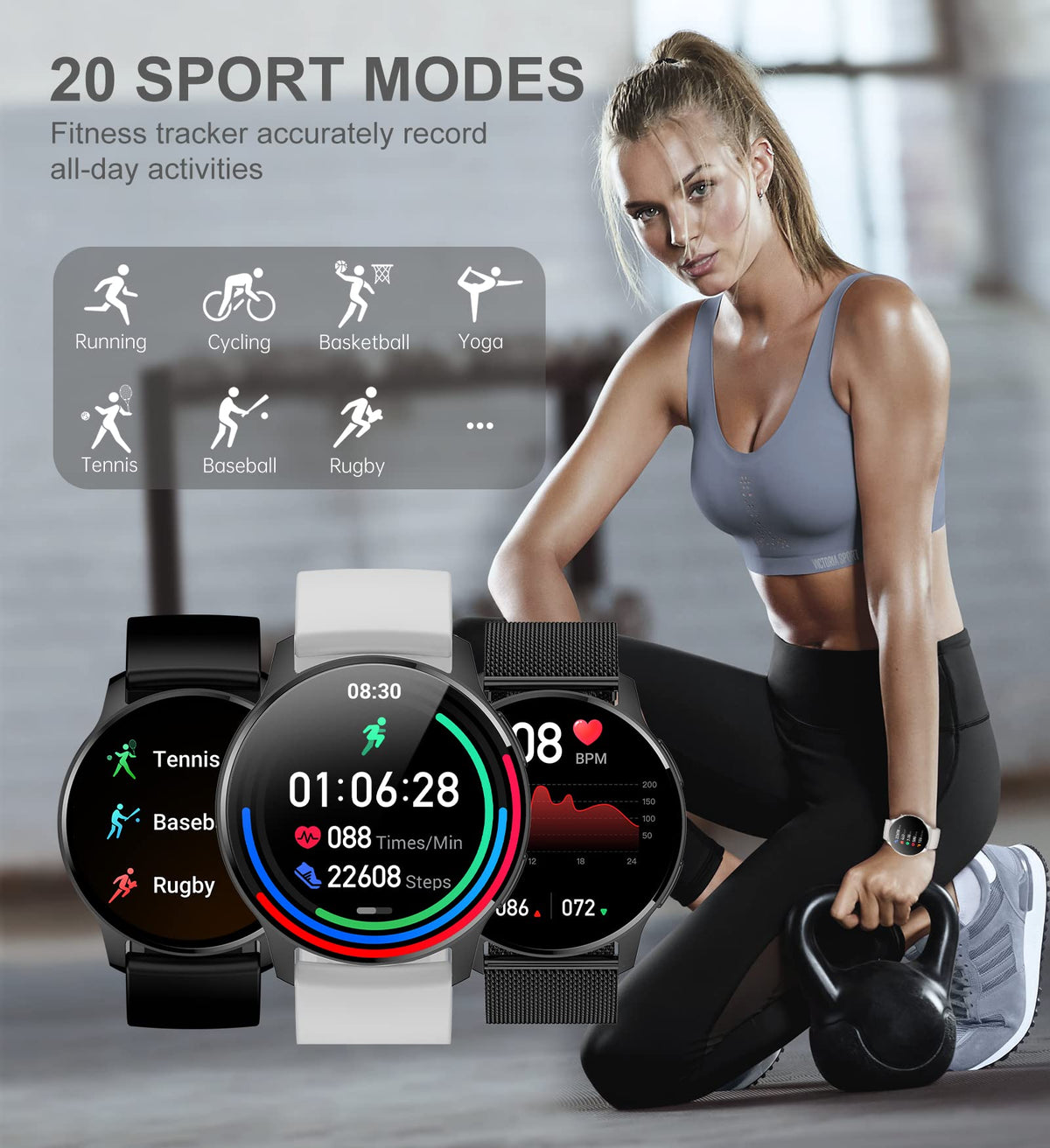 Smart Watch for Women Men, Bluetooth Call Fitness Tracker for Android and iOS Phones Waterproof Smartwatch with 1.32" HD Full Touch Screen AI Voice Control Heart Rate Sleep Monitor Pedometer, Black
