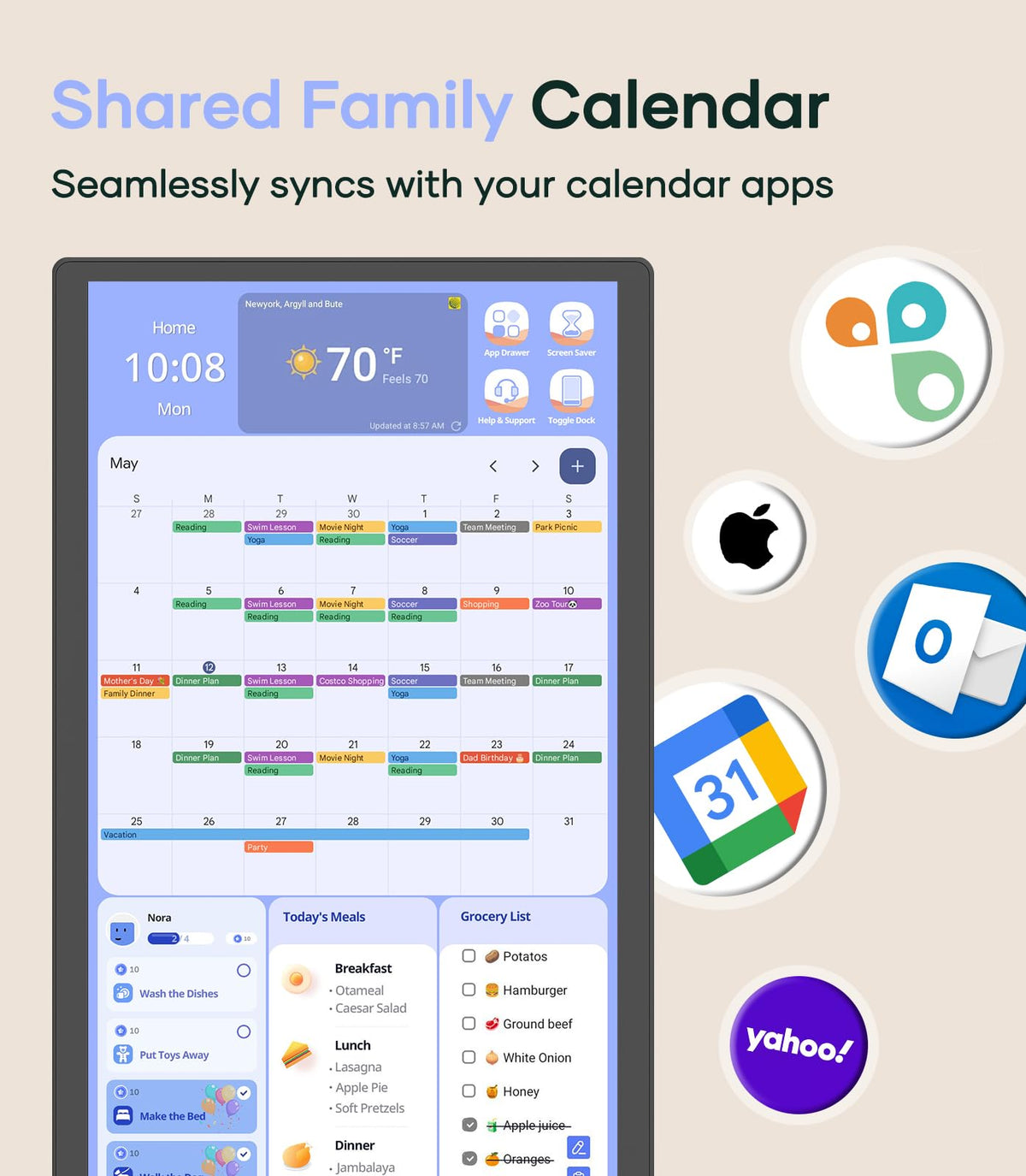 Cozyla 24 Inch Digital Calendar Wall Touch Screen Chore Chart To Do List Notepad Electronic Smart Calendar Digital for Family Meal Planner Support All App Via App Store Android Tablet Wall Mount Black