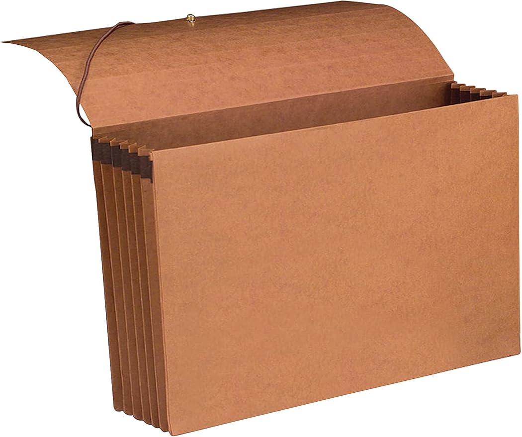 Smead 100% Recycled Expanding File Wallet with Flap and Cord Closure, Reinforced, 5-1/4" Expansion, Legal Size, Redrope, 10 per Box (71199)