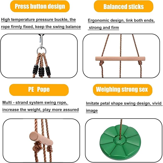 REZNOR Disc Swing for Kids Swing Set Accessories, 7FT Height Adjustable Gym Monkey Bar, Tree Swing for Backyard (Red)