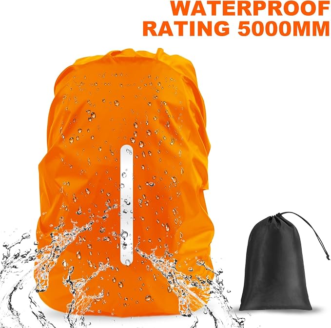 LAMA Waterproof Rain Cover for Backpack, Reflective Rucksack Rain Cover for Anti-Dust/Anti-Theft/Bicycling/Hiking/Camping/Traveling/Outdoor Activities,S Size (for 18L-25L Backpack), 1 Pcs Orange