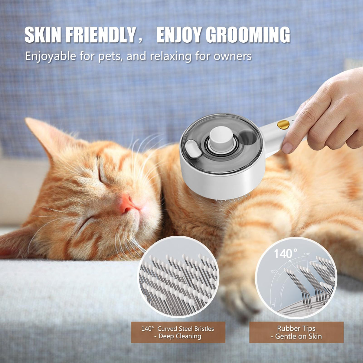 Cloud Care Cat Brush for Indoor Cat Steam Brush for Shedding Spritz Defur Comb for Cats Dogs Steam Brushes for Long Short Hair Cats Dogs Pet Steam Brushes for Massage Grooming Self-Cleaning