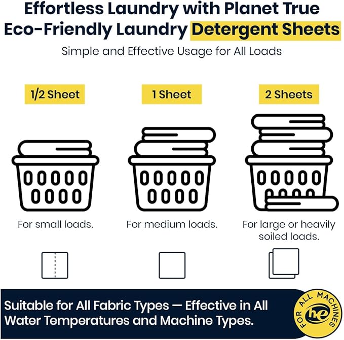 Eco-Friendly Laundry Detergent Sheets – 200 Loads (100 Sheets) Fresh Scent – Concentrated, Quick-Dissolve, Travel-Friendly & Hypoallergenic – No Phosphate, Bleach or Dyes
