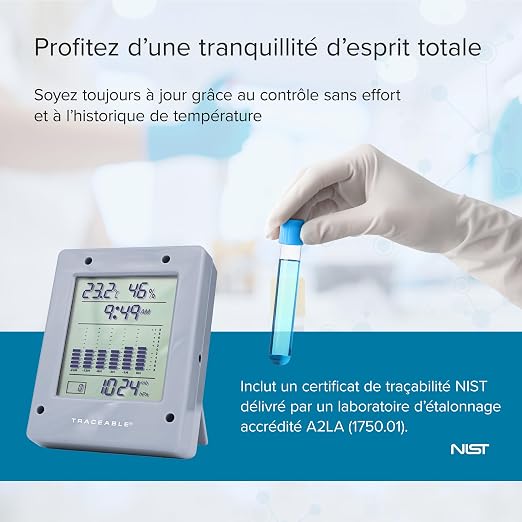 Traceable Calibrated Digital Barometer, 7.25 - 14.94 PSI, 0.1 Hg Resolution, Accuracy of 0.12" Hg