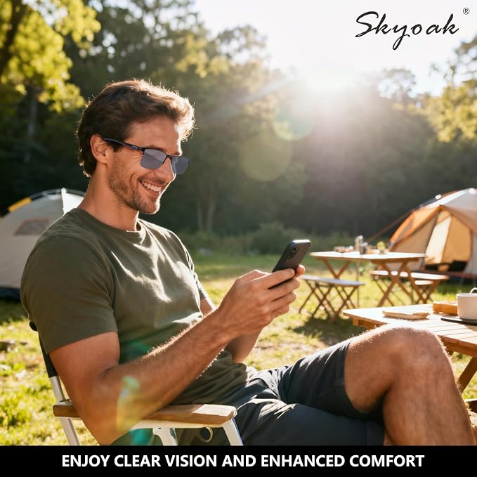 SKYOAK 2 Pack Premium Reading Sunglasses for Men with UV400 Protection Outdoors, TR90 Ultra-Light Dark Lens Sun Readers, Tinted Reading Glasses Half Frame Design & +1.75x - Not Bifocals