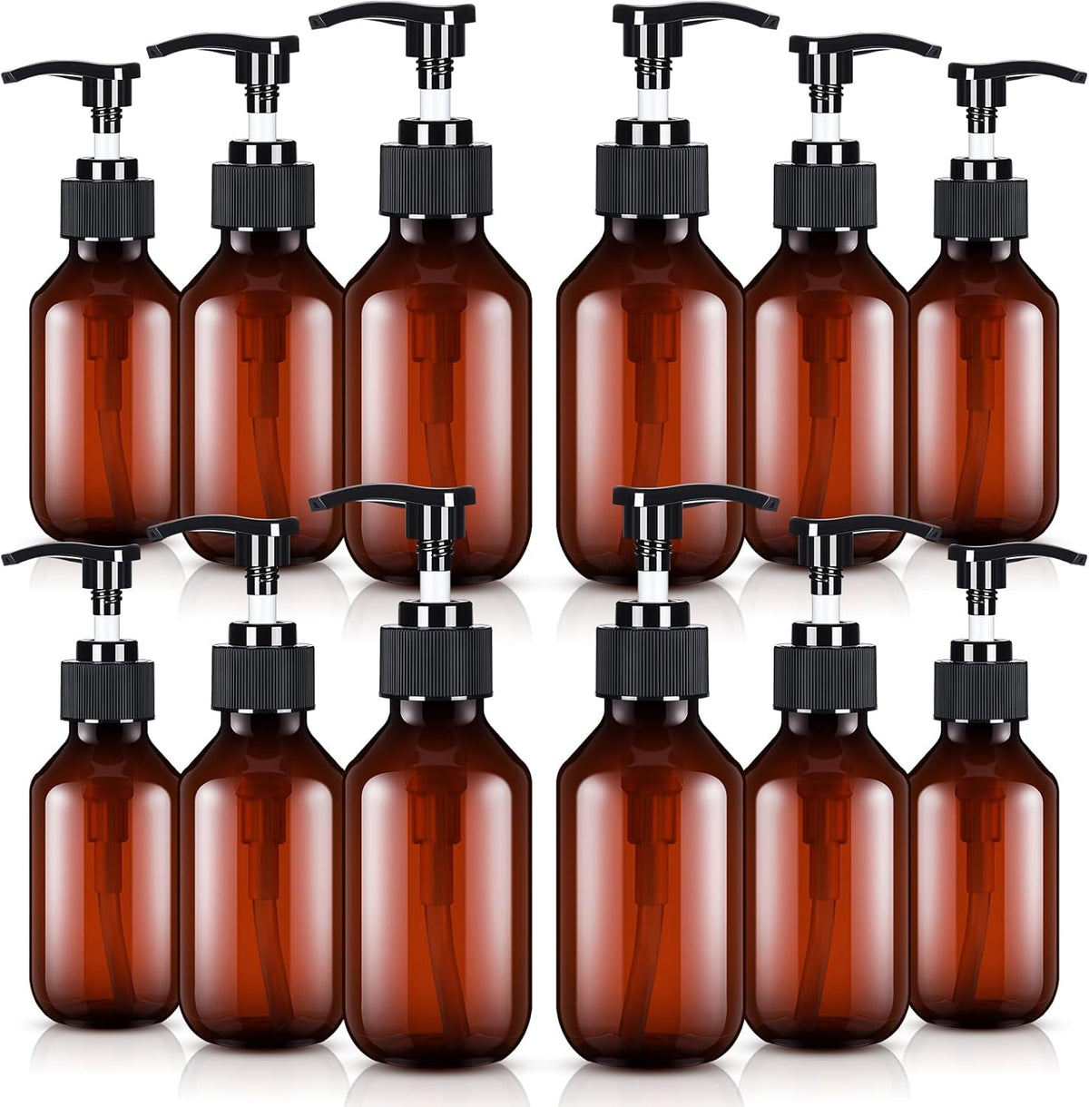 Tessco for you 12 Pack Amber Soap Dispenser Empty Plastic Pump Bottles Dispenser Refillable Shampoo Container for Hand Sanitizer Soap Lotion Body Wash Conditioner Bathroom Kitchen Travel(3.4 Oz)