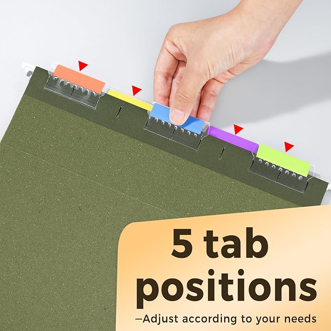 SUNEE Hanging File Folders, 25 Pack Reinforced Hang Folders Letter Size, Adjustable 1/5-Cut Tabs, Designed for Bulky Files, Filing Cabinet, Standard Green