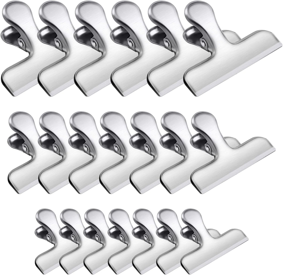 FINDMAG Chip Clips, 20 Pack Stainless Steel Chip Clips, Chip Clips Bag Clips Food Clips, Bag Clips for Food, Clips for Food Packages, Chip Bag Clips - Air Tight Seal, Heavy Duty Snack Clips,Silver