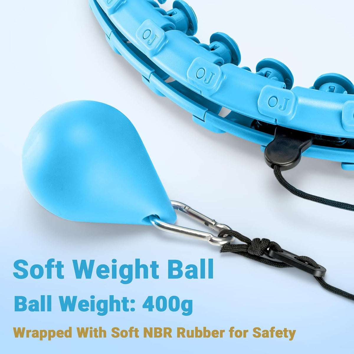 OurStarry 34 Knots Weighted Workout Hoop Plus Size, Smart Waist Exercise Ring for Adults Weight Loss (34 Knots Blue)