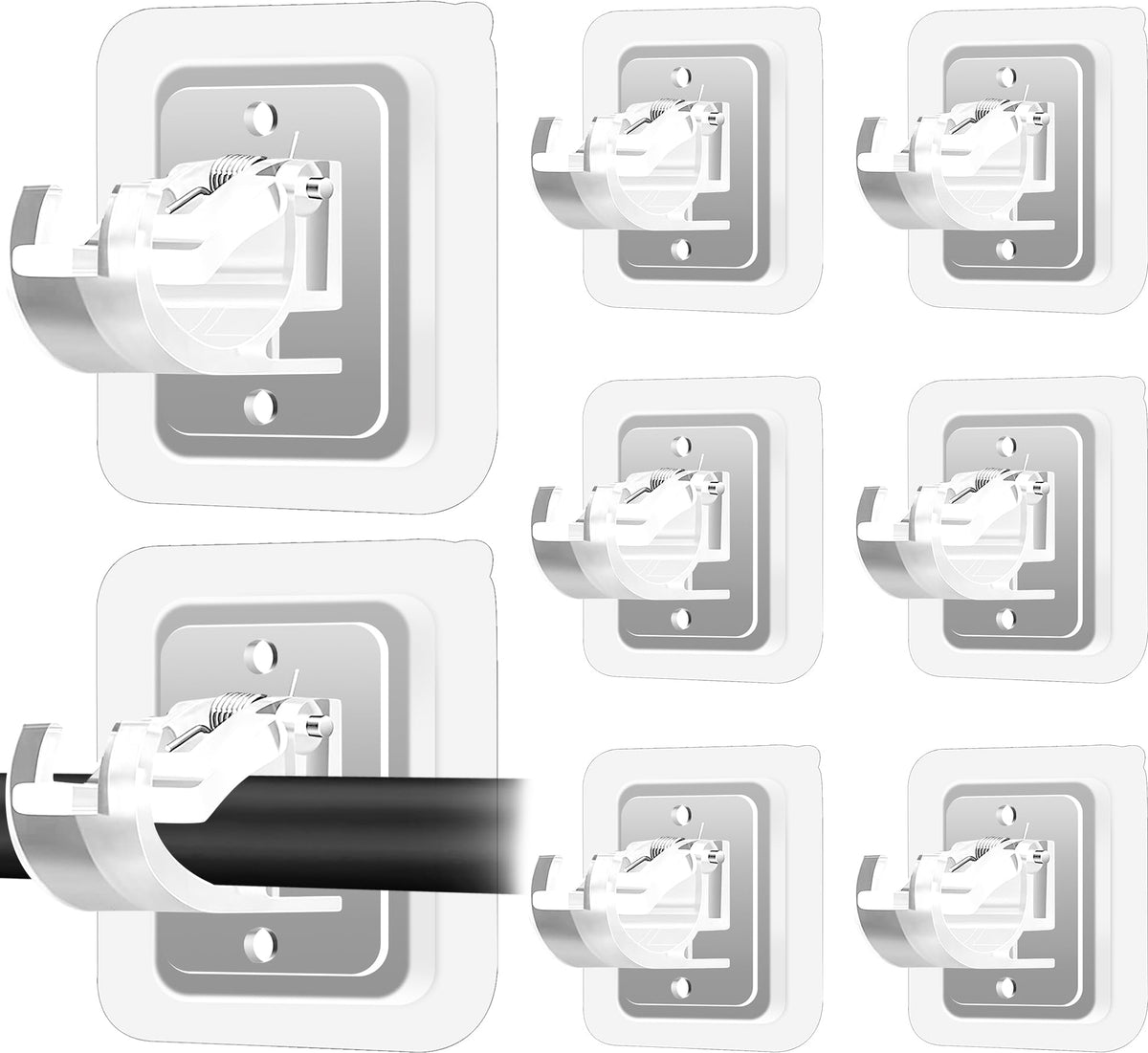 8PCS No Drill Curtain Rod Brackets No Drilling Self Adhesive Curtain Rod Holder Hooks Nail Free Adjustable Curtain Rod Hooks Curtain Hangers for Bathroom Kitchen Home Bathroom and Hotel (Transparent)