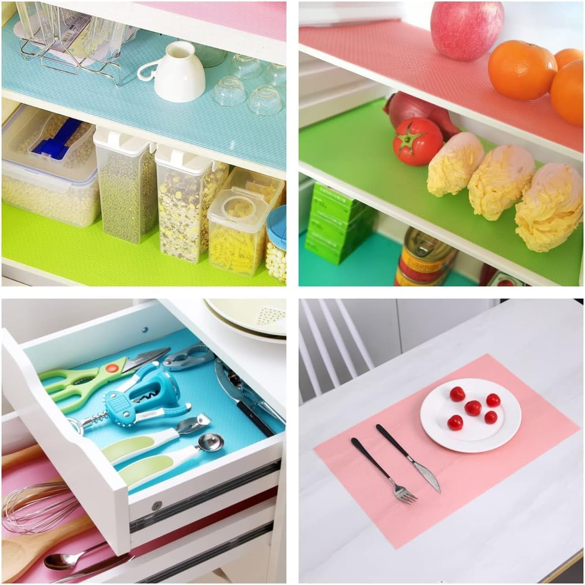 12 Pcs Refrigerator Mats - Cabinet Liner Shelf Liners for Glass Shelves