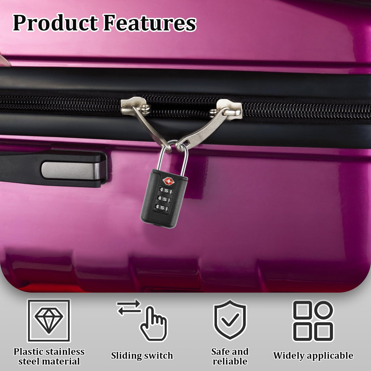 6Pcs TSA Approved Luggage Locks 3 Digit Travel Combination Portable Small Padlocks Stainless Steel TSA Accepted Toolbox Locks for Travel Bag Suitcase Lockers