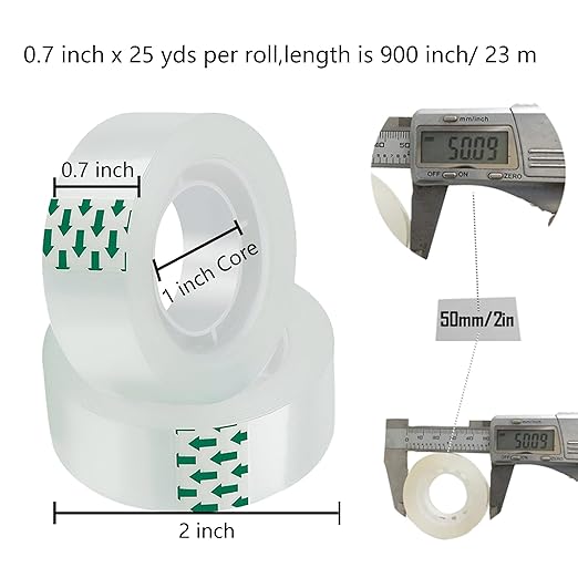 144 Rolls Transparent Tape Refills Rolls Each Rol 1 inch Corel 3/4 x 900 Inches,for School,Office, Home.