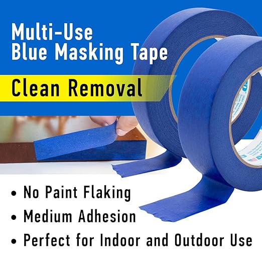 ABRO Blue Painters Tape: 18mm x 55M All Purpose Blue Tape, Temporary Labeling, Easy Tear, Clean Removal, Masking Tape Colored, DIY or Pro Use