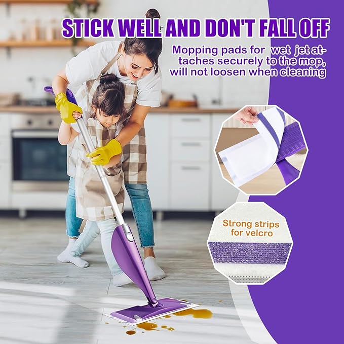 40 Count Mop Pad Refills for Swiffer Wet Jet Spray Mop, Disposable Multi Surface Wet Jet Mopping Pads for All Hardwood Floor Cleaning, 4 Layers Thickened | Super Heavy-Duty Absorbent | Stickiness.