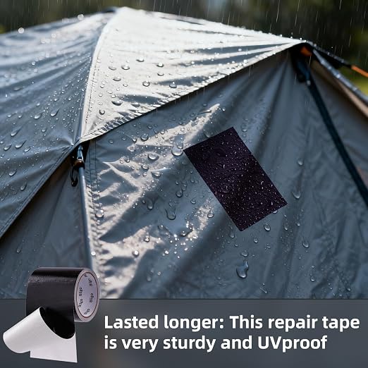 Heavy Duty Waterproof Repair Tape 8 Inch x 25 FT for RV Awning, Tent, Tarp, Sail and Boat Cover, Outdoor Fabric Repair Patch, UVproof, Multipurpose Black
