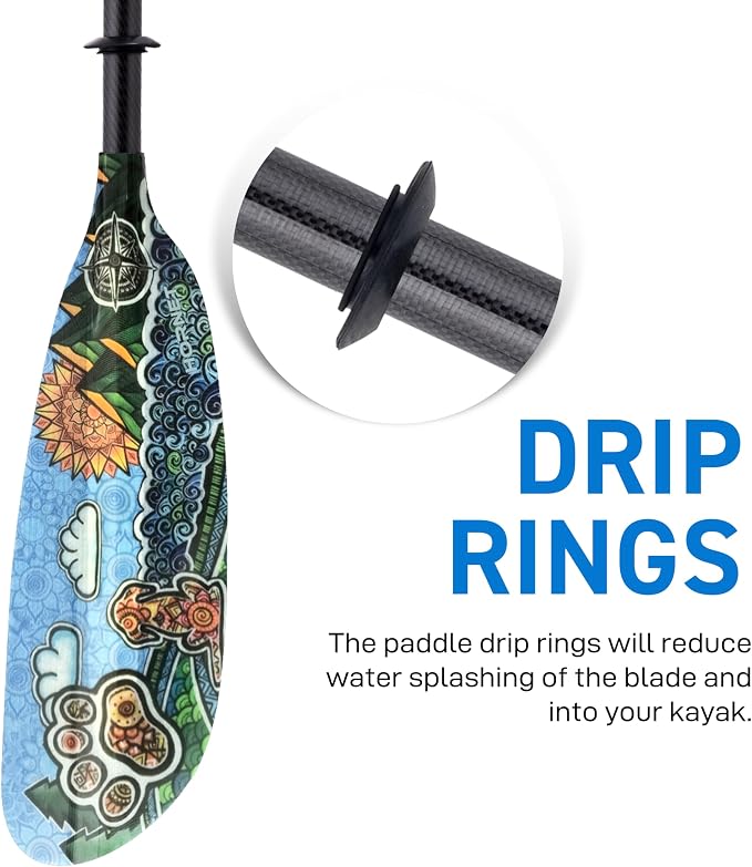 Hornet Watersports Fiberglass Kayak Paddle for Adults- Ideal for Touring, Fishing and Boating- 90.5 inches / 230CM Adjustable with Carbon Fiber Shaft- Kayak Oars Kayaking Equipment