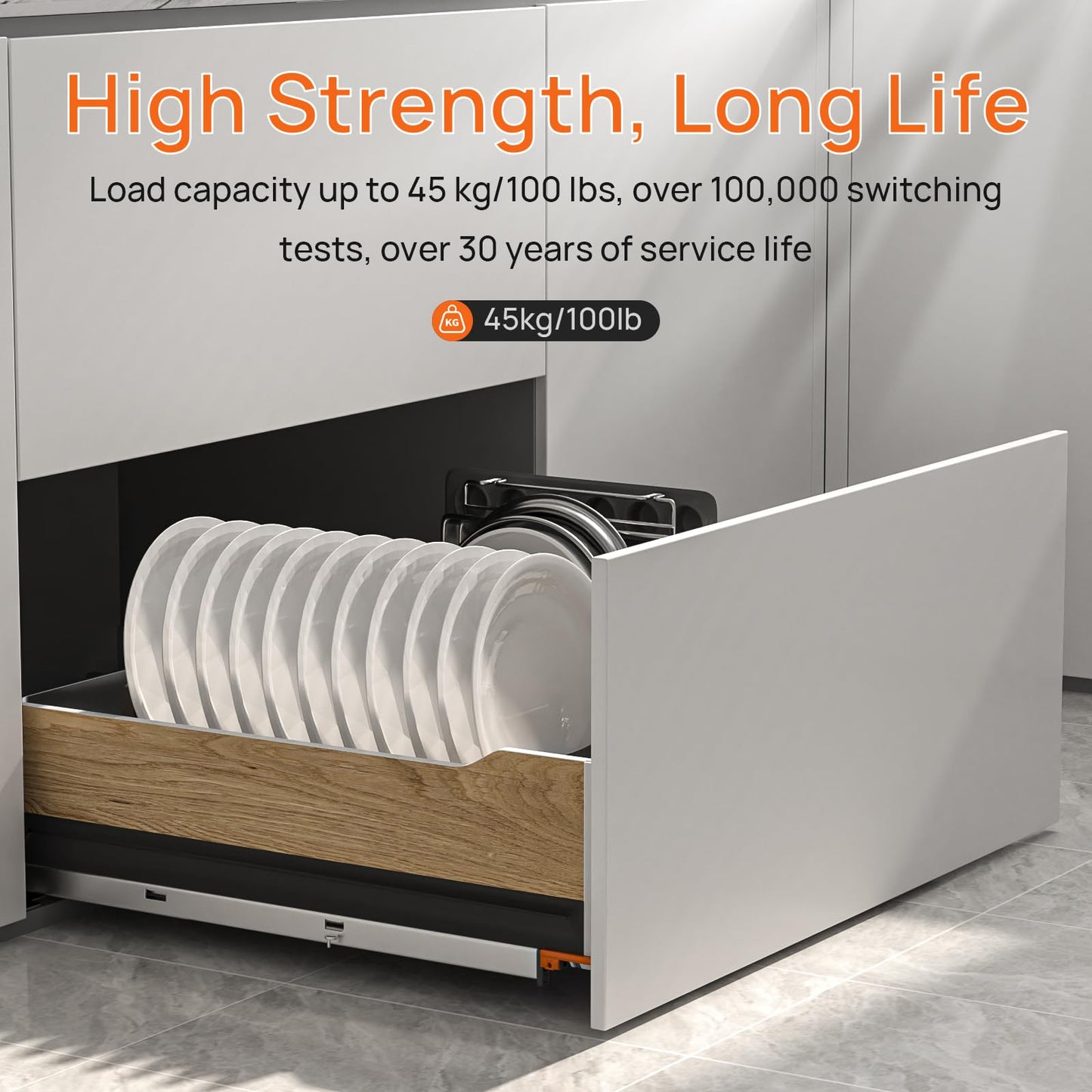 PHWALK 15 Inch Soft Close Undermount Drawer Slides, Full Extension, 100 Lbs Heavy Duty, Concealed Rails with Rear Mount Brackets for 5/8" Side Thickness, Face Frame or Frameless Application (1 Pair)