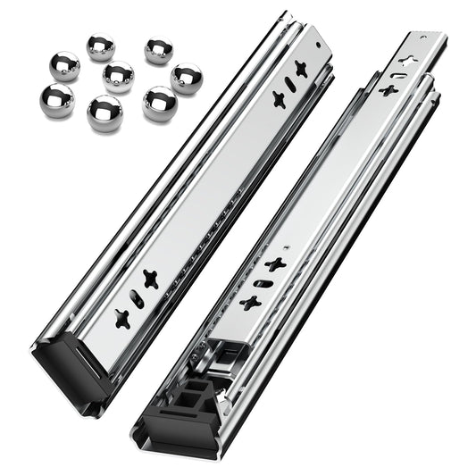 1 Pair Heavy Duty Drawer Slides Full Extension Side Mount 20 22 30 32 34 36 38 40 Inch Metal Rails Track Guide Glides Runners 260lbs (Without Lock, 28 inch)