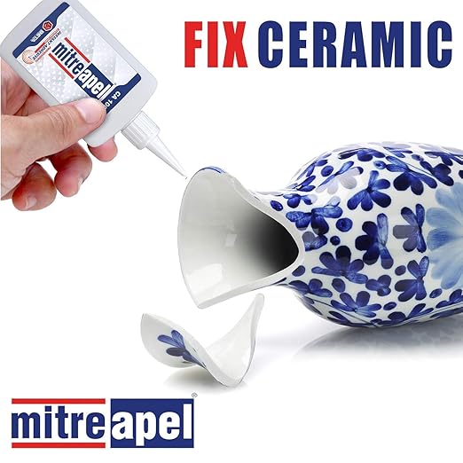 MITREAPEL Ca Glue with Activator (2 x 1.7oz - 2 x 6.7 floz), Cyanoacrylate Super Glue for Plastic, Glass, Leather, Ceramic, Woodworking, DIY, 3D Printing with Microtips - 2 Pack