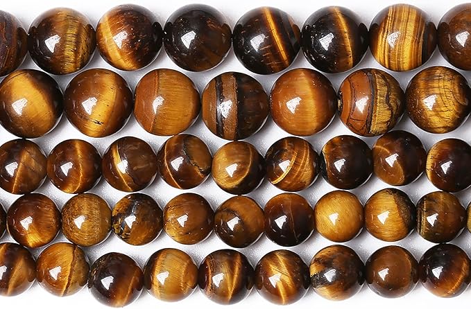 90PCS 8mm Natural Yellow Tiger Eye Stone Beads Semi Gemstone Round Loose Beads for Jewelry Making 32" 2 Strand DIY Bracelet Necklace Earrings