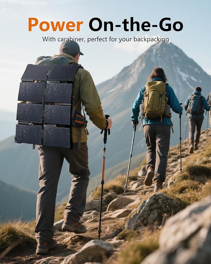 ELECAENTA 45W Portable Solar Panel, HPBC Solar Cells, 25.4% High Conversion, DC USB C & QC3.0 Output, IP68, Only 1.5lbs, Solar Charger for Power Station Cell Phone Camping Hiking Backpacking Outdoor