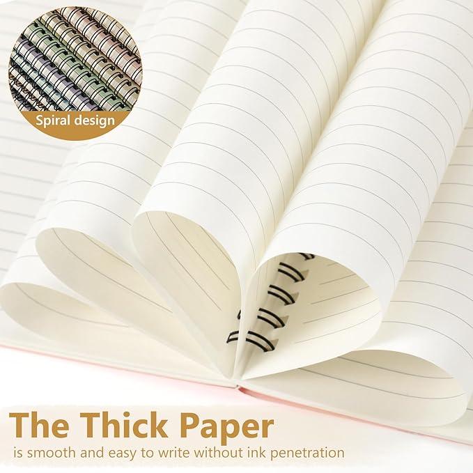 Fuutreo 12 Pcs Spiral Notebook for Work A5 8.3 x 5.7 Inch College Ruled Spiral Journal Notebook Kraft Cover Ruled Paper, 12 Color, 60 Sheets, 120 Pages for Office School(Innovative Color)