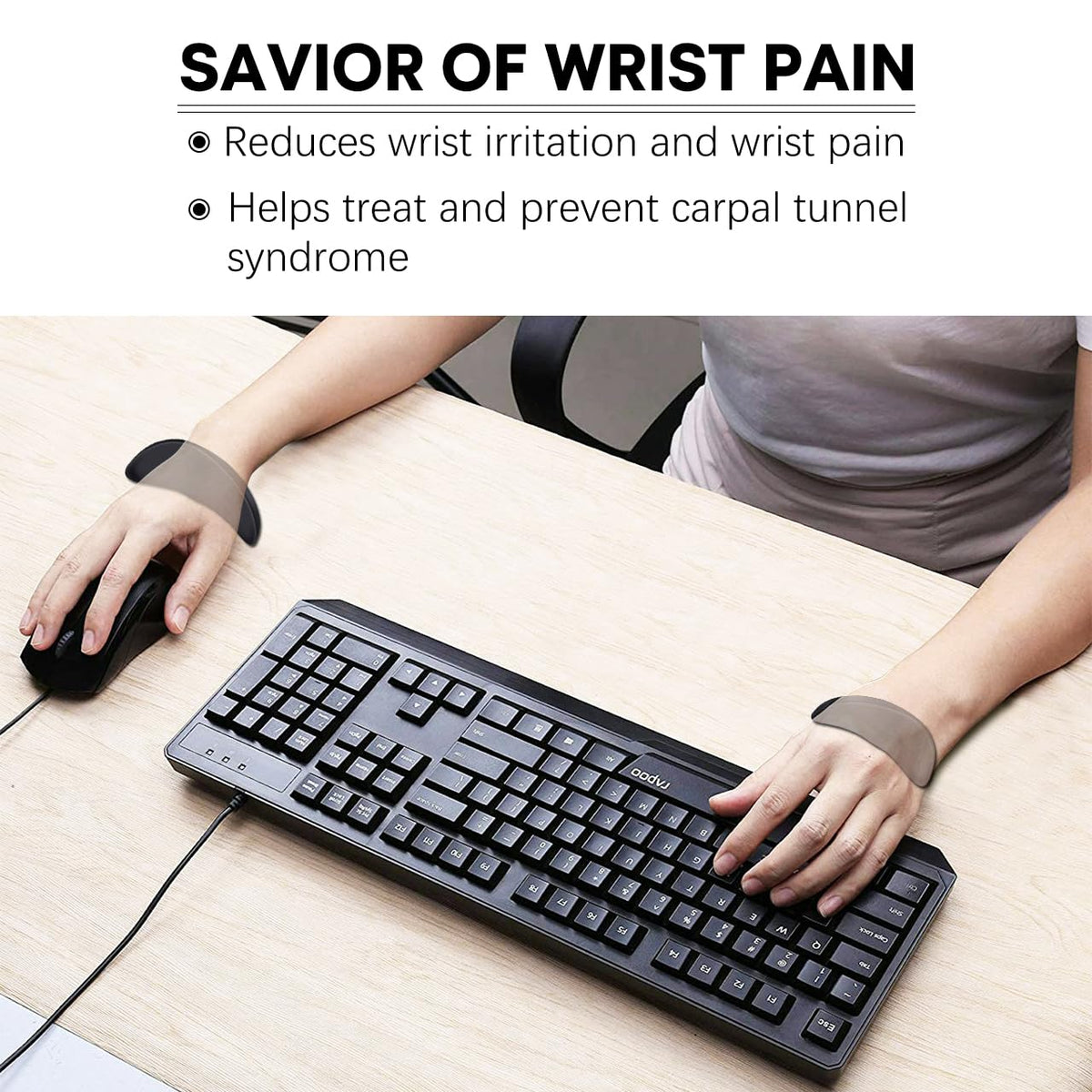 JIKIOU Left-Handed and Right-Handed Truly Ergonomic Wrist Rest for Mouse and Keyboard, Carpal Tunnel Support, Pain Relief, Anti-Fatigue, Easy Glide, Office Computer Laptop Gaming (Left+Right)