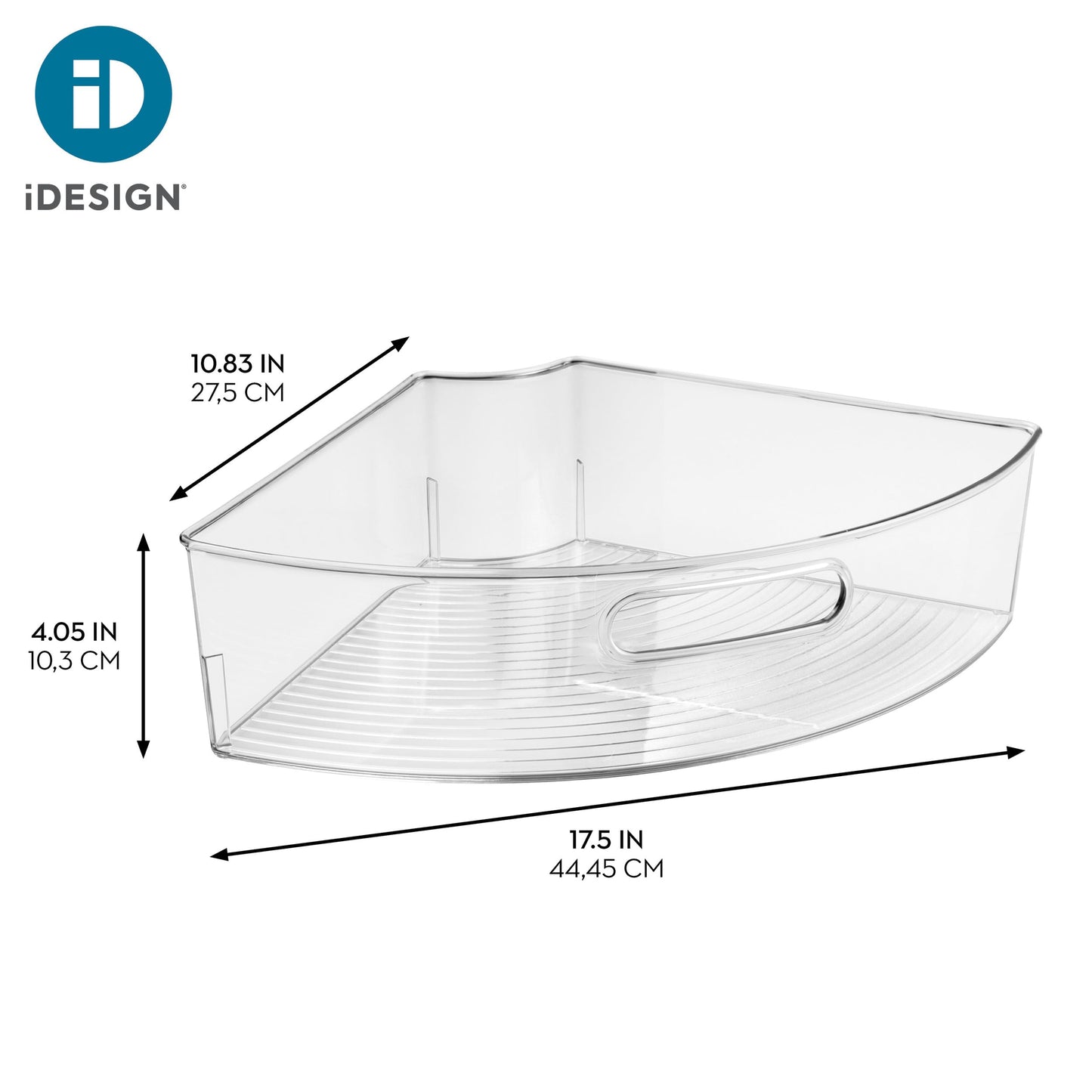 iDesign Clear Plastic 1/4 Wedge Bin for Corner Lazy Susan Cabinet, Kitchen Cabinet Organizer, 2-Pack