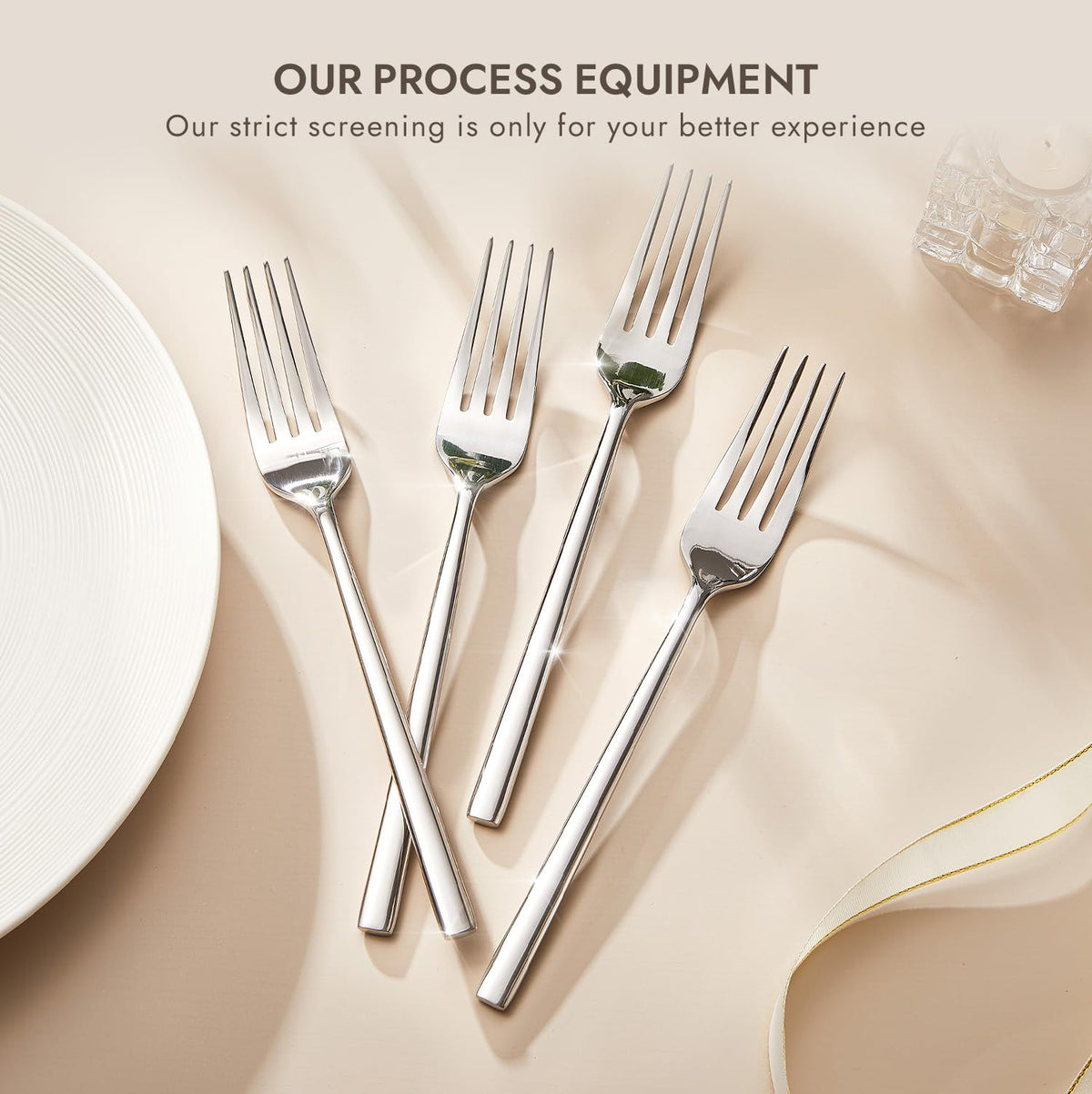 KINGSTONE Dinner Forks Set, 4-Piece Silverware Flatware Cutlery Dessert Forks (8.3-Inch), Forged Food-Grade Stainless Steel, Mirror Finish & Dishwasher Safe, Use for Kitchen, Home, Wedding, Party