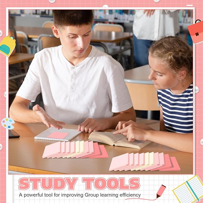 Fainne 60 Pack Sticky Notes Bulk Back to School Supplies Self Stick Note Pads Paper Memo for Office First Day of School Student Teacher Essentials (3x3 Inch,Pink)