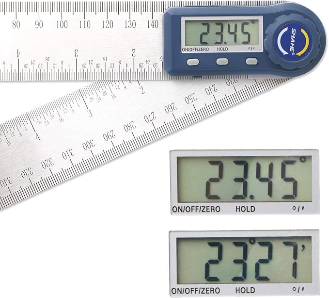 Digital Angle Finder,2 in 1 Digital Protractor, 7 inch / 200mm Stainless Steel Digital Angle Ruler with Zeroing and Locking Function