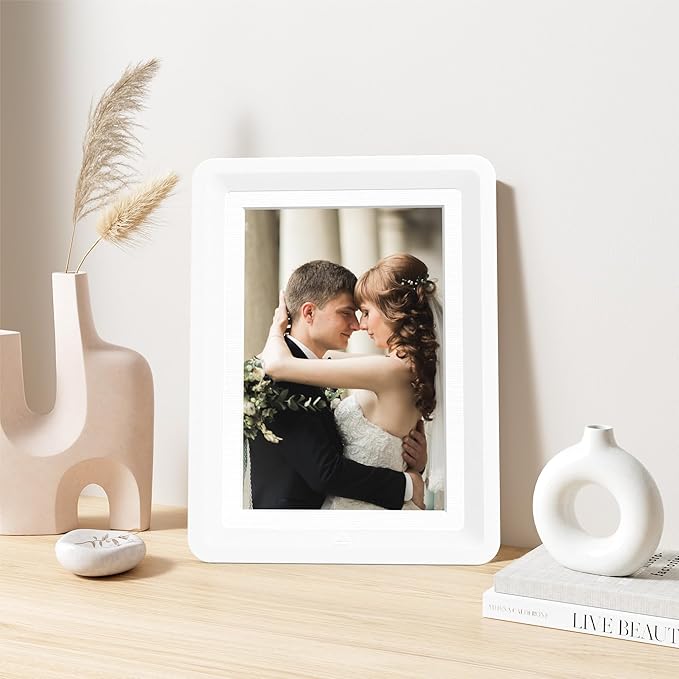 10-Pack 5x7 Picture Frame or 4x6 with Mat – Shatterproof Plastic Picture Frames for Family, Nursery & Playroom, Wall & Tabletop Frame for Home or Office, Safe Lightweight Design, Pearl White