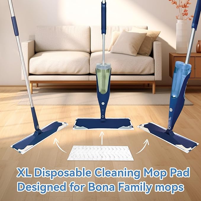 50 Count Sweeping Pads for Bona Flat Mop Disposable Heavy Duty Mop Pad 17 * 5 Inch Dry Mop Refill Multi-Surface Floor Cleaner Pads Refill XL Microfiber Mop Replacement