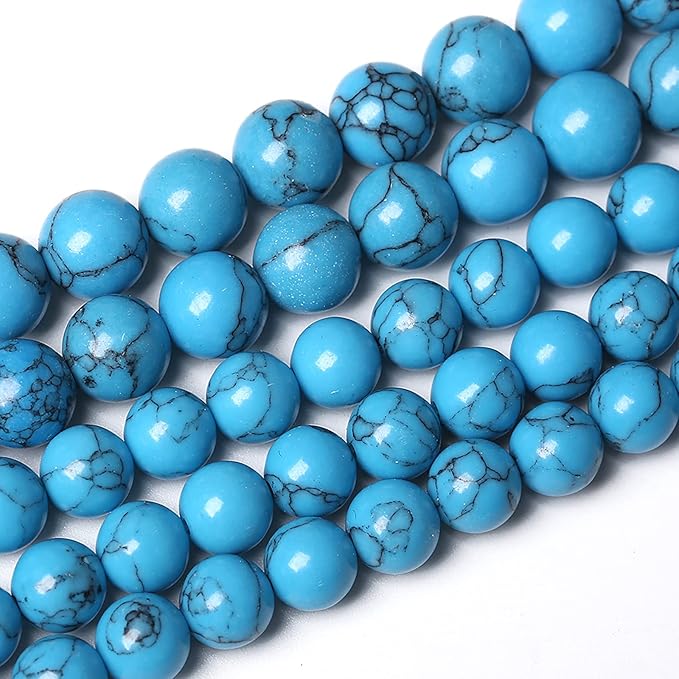61PCS 6mm Natural Stone Beads Blue Turquoise Round Loose Gemstone Beads for Jewelry Making DIY Bracelet Necklace 15 Inch,Energy Stone Healing Power