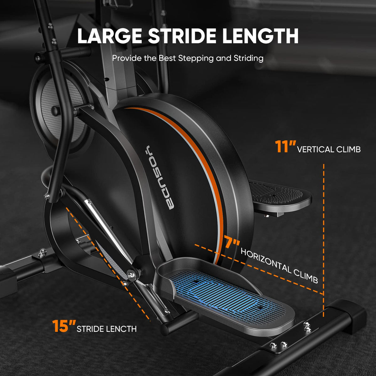 YOSUDA Pro Cardio Climber Stepping Elliptical Machine, 3-in-1 Elliptical Machine Stair Stepper Trainer, Total Body Fitness Cross Trainer with Quiet Magnetic Driving System, 16 Resistance