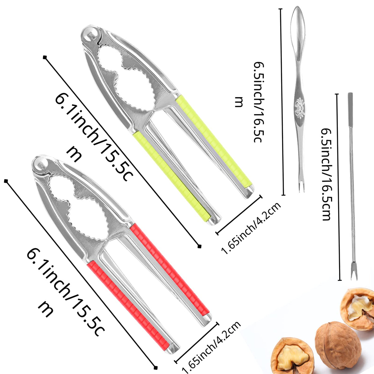 8 Pcs Nut Crackers for All Nutcracker Seafood Tools Walnut Cracker for All Nuts Heavy Duty Shell Cracker Lobster Crab Crackers with Non-slip Handle