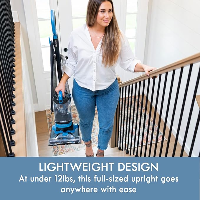 Kenmore DU1040 Featherlite Bagless Upright Vacuum Lightweight Cleaner with 4 Height Adjustment, Swivel Steering Design, 2 Cleaning Tools for Carpet and Hard Floor, Blue