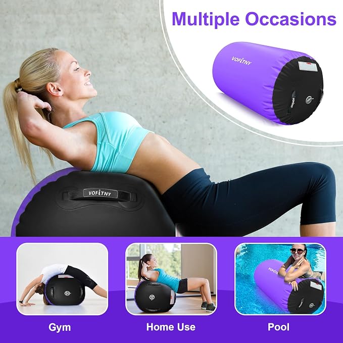 VOFiTNY Inflatable Gymnastics Air mat Tumbling Track with Air Barrel Octagon Mat with Pump for Home/Gym