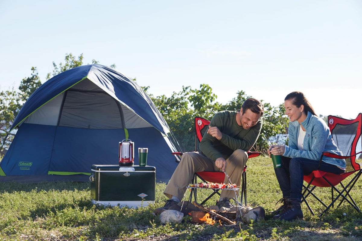 Coleman Broadband Mesh Quad Camping Chair with Carry Bag & Cup Holder, Cooling Mesh Back with Adjustable Arms, Great for Camping, Tailgating, Firepits, Patio, & More