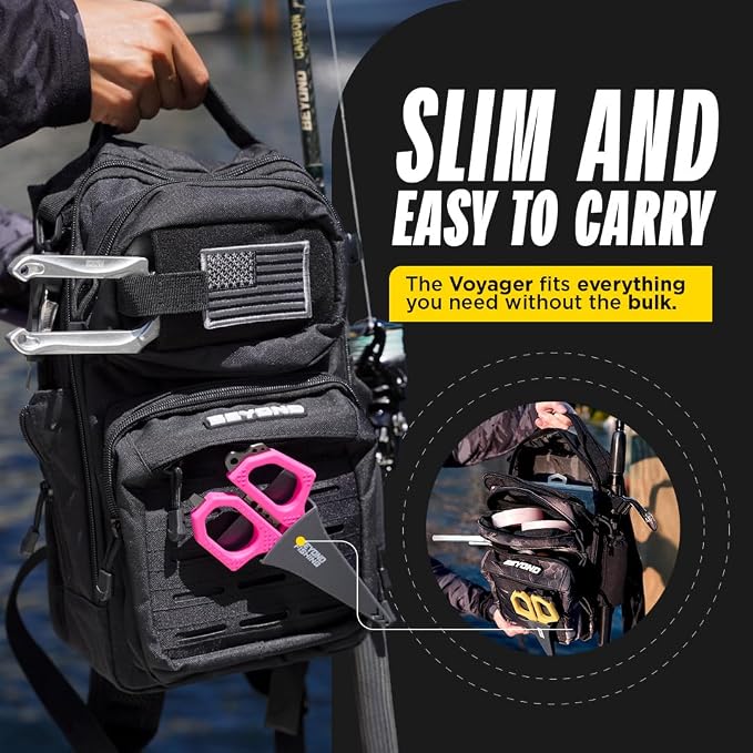Beyond Fishing Tackle Backpack- The Voyager Tactical Fishing Storage Bag - Lightweight & Compact Bag For Fishing