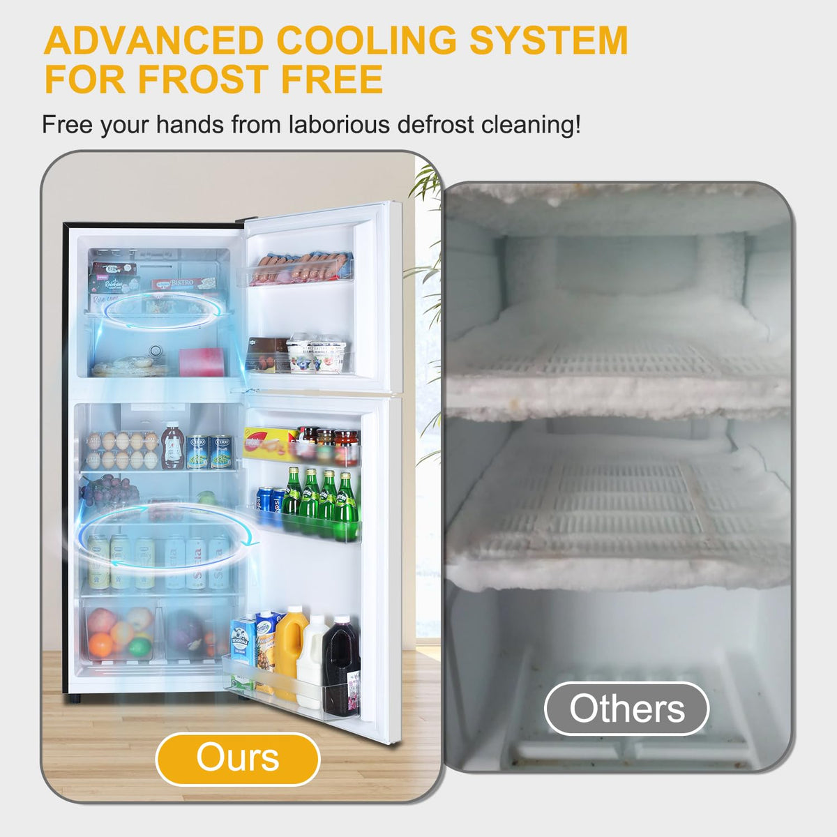 Frestec 12.1 CU' Refrigerator with Freezer, Apartment Size Refrigerator Top Freezer, 2 Door Fridge with Adjustable Thermostat Control, Freestanding, Door Swing, Stainless Steel (FR 1202 SL)