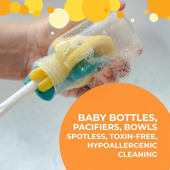 Baby Bottle & Dish Soap – EcoGarantie Certified, 100% Plant-Based Formula, Made with Organic Ingredients, Scent-Free & Hypoallergenic – 16.9 fl oz (500 mL), Pack of 3