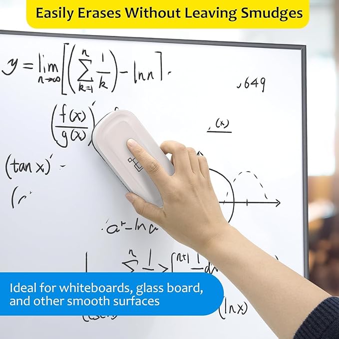 maxtek Magnetic Dry Erase Eraser, Glass Board Erasers, 4 Pack, Whiteboard Eraser for Dry Erase Board, Glass Board, Calendar Board, Office and School Supplies (Pure White)